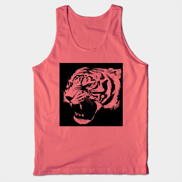 Tiger Head Silhouette Tank Top by Tamie